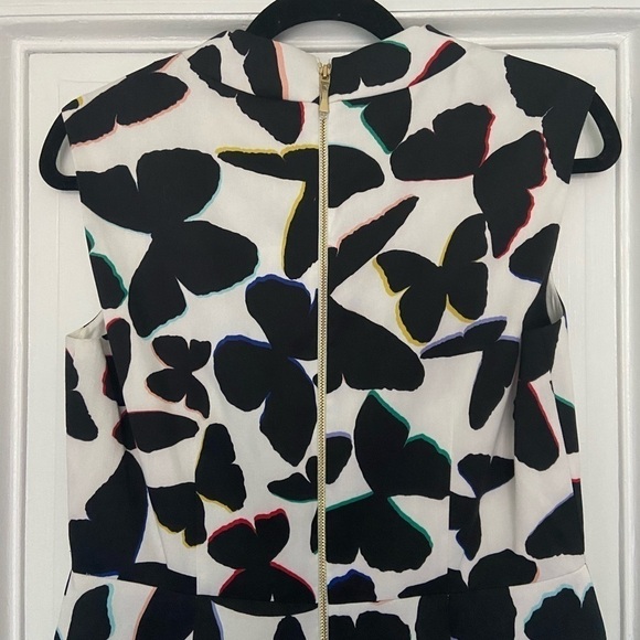 NWT Kate Spade Butterfly Black White Colorful Rainbow Fit & Flare Pocket Dress 6 - Picture 9 of 15